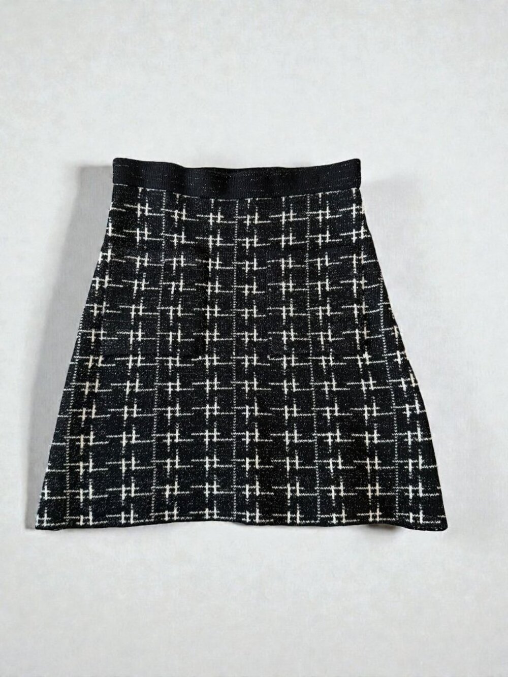 ZARA Black White Knit A Line Skirt Size Small NEW NWOT